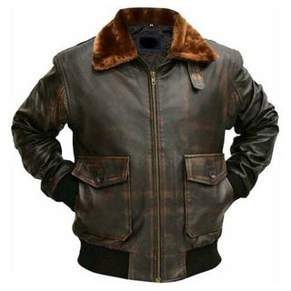 Carter Men's Genuine Leather Faux Fur Lining Jacket Brown