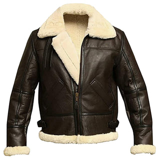 Albert Men's Leather Bomber Jacket With Artificial Fur Lining Brown