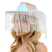 Shiny Western Cowboy Hat with Fringe