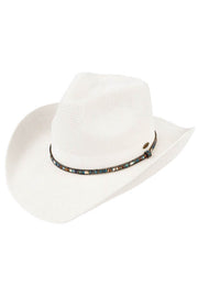 Multicolored Trim Band Knitted Cowboy Hat