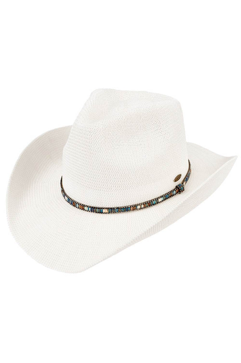Multicolored Trim Band Knitted Cowboy Hat