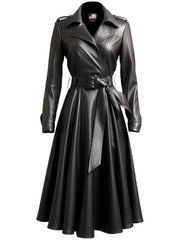 Women’s Black Leather Coat – Long Leather Coat