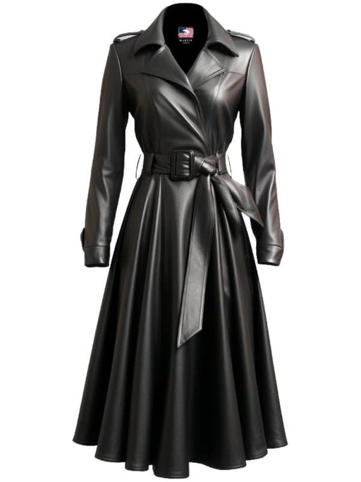 Women’s Black Leather Coat – Long Leather Coat