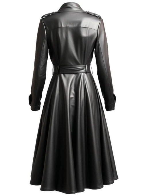 Women’s Black Leather Coat – Long Leather Coat