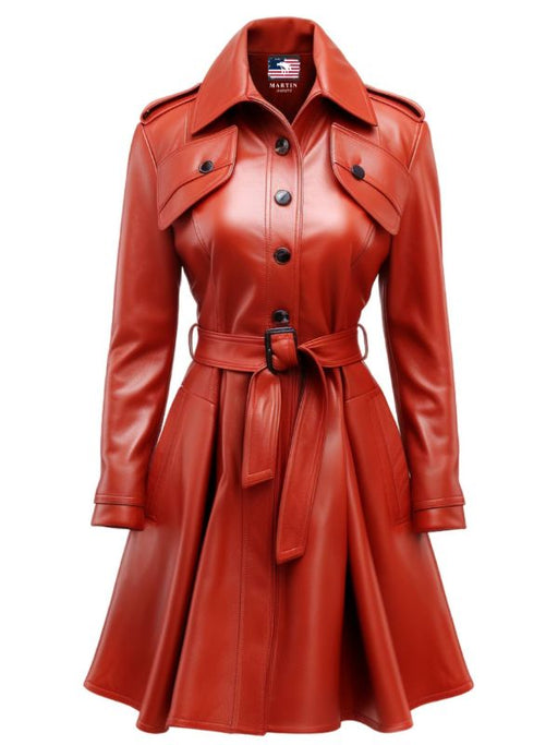 Women’s Red Leather Coat – Stylish &amp; Elegant