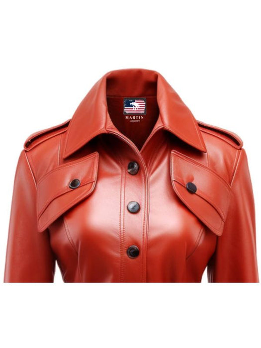 Women’s Red Leather Coat – Stylish &amp; Elegant