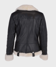 Women’s Black Motorcycle Shearling Leather Jacket