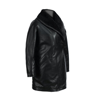 Women's Scully Black Full Length Faux Fur Leather Coat