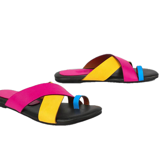Rossana Funky Leather Flat Sandals