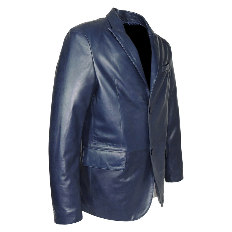 York Men's 2 Button Leather Blazer – Genuine Lambskin Formal Jacket