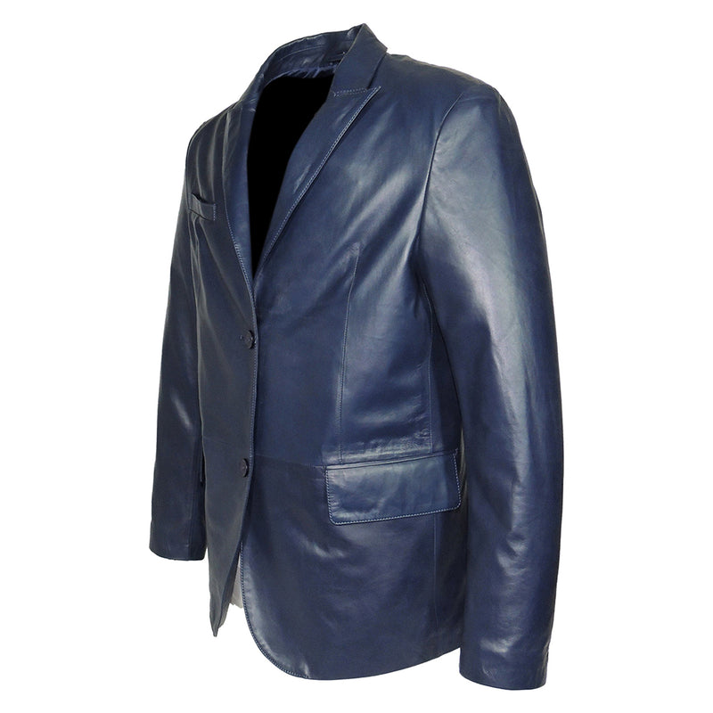 York Men's 2 Button Leather Blazer – Genuine Lambskin Formal Jacket