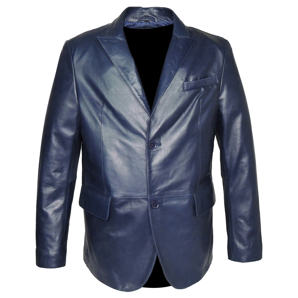 York Men's 2 Button Leather Blazer – Genuine Lambskin Formal Jacket