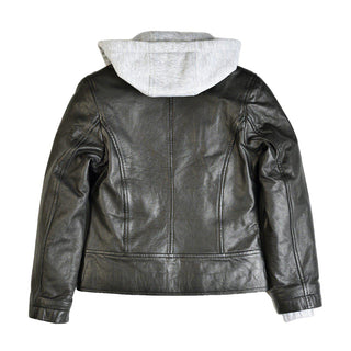 Youth Bryer Boys Hooded Leather Jacket