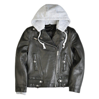 Youth Bryer Boys Hooded Leather Jacket