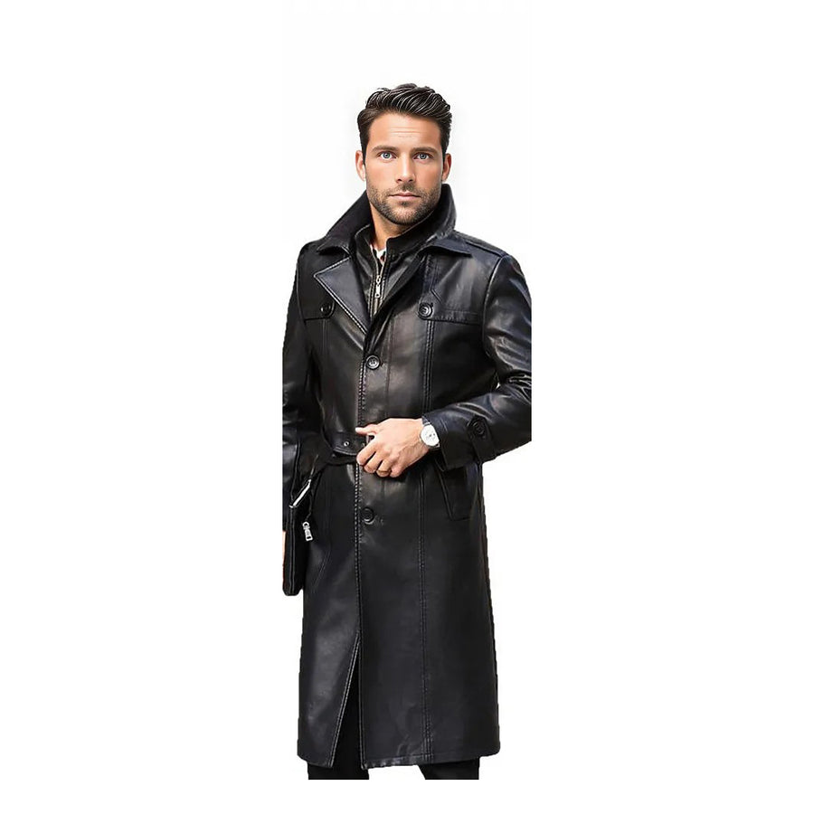 Corey Mens High Fashion Leather Parka Coat