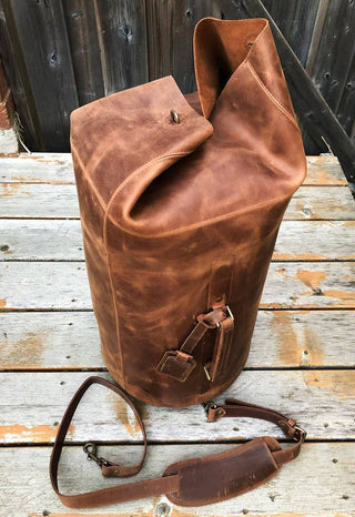 military leather duffle bag