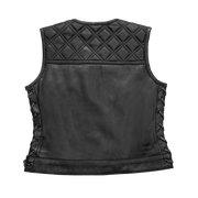 Bonnie - Women's Motorcycle Leather Vest - Diamond Quilt