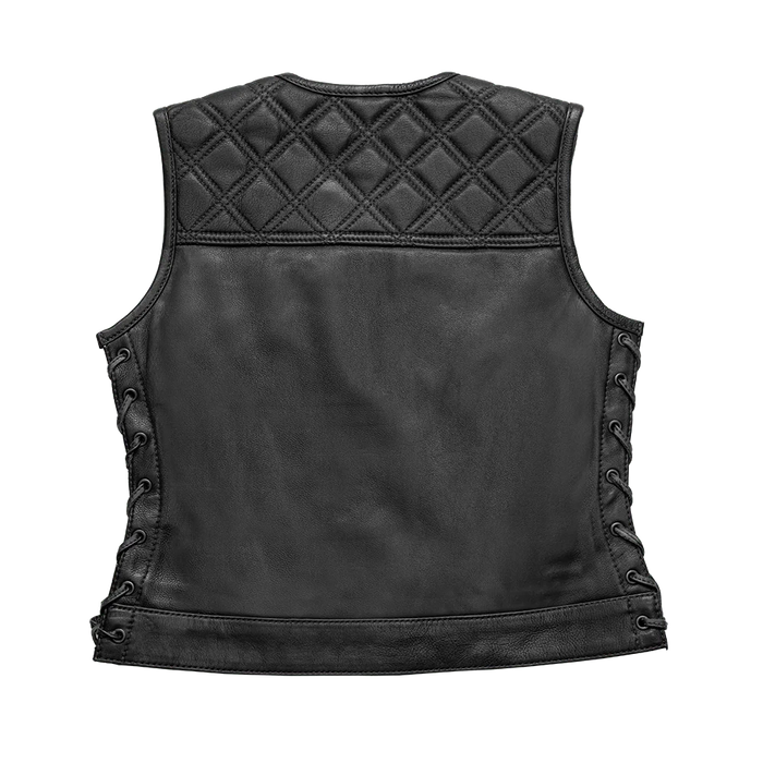 Bonnie - Women's Motorcycle Leather Vest - Diamond Quilt