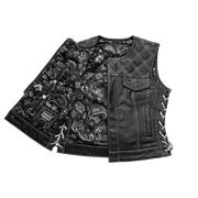 Bonnie - Women's Motorcycle Leather Vest - Diamond Quilt
