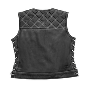Bonnie - Women's Motorcycle Leather Vest - Diamond Quilt
