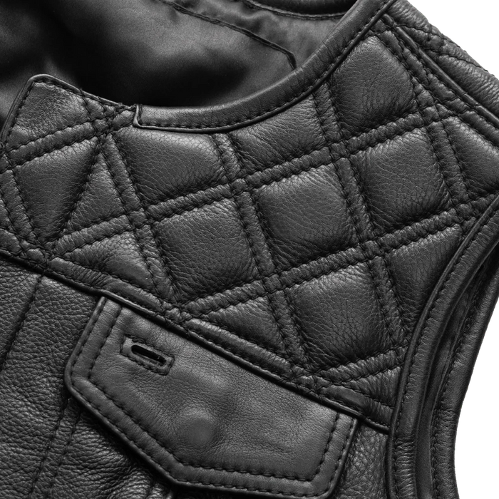 Bonnie - Women's Motorcycle Leather Vest - Diamond Quilt