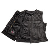 Bonnie - Women's Motorcycle Leather Vest - Diamond Quilt