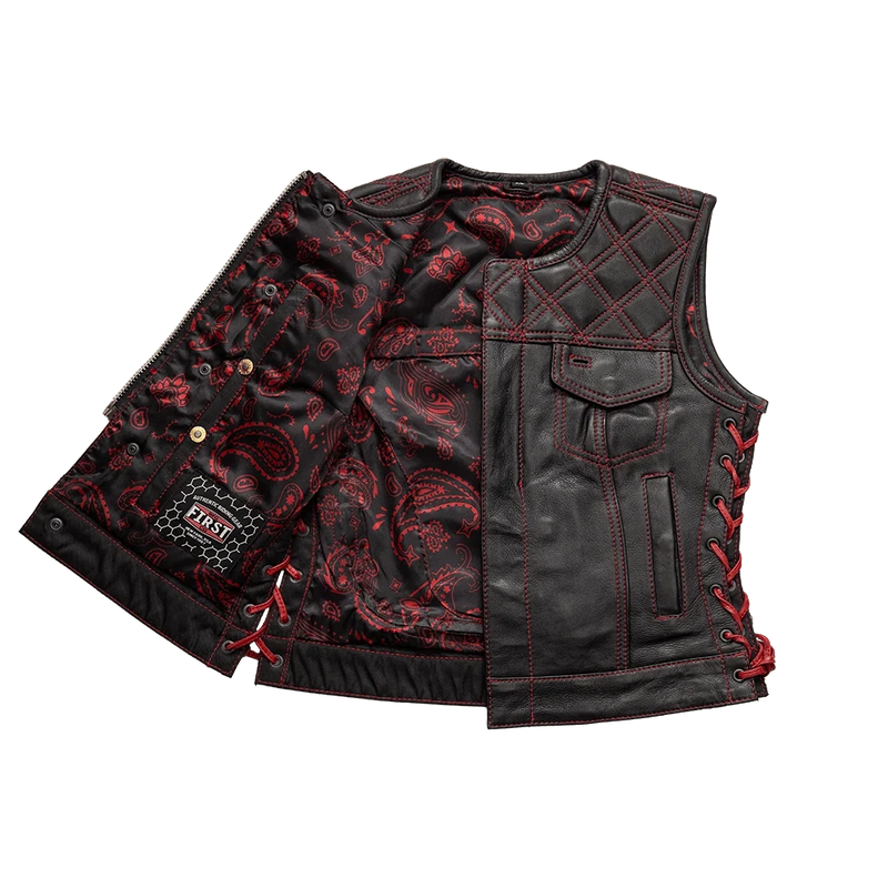 Bonnie - Women's Motorcycle Leather Vest - Diamond Quilt