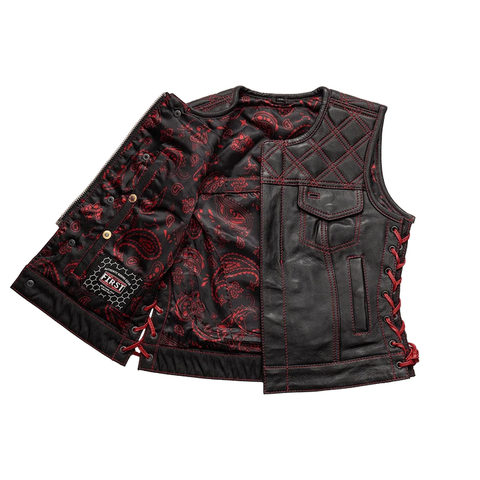 Bonnie - Women's Motorcycle Leather Vest - Diamond Quilt