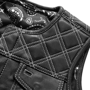 Bonnie - Women's Motorcycle Leather Vest - Diamond Quilt