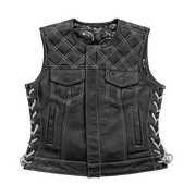 Bonnie - Women's Motorcycle Leather Vest - Diamond Quilt