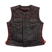 Bonnie - Women's Motorcycle Leather Vest - Diamond Quilt