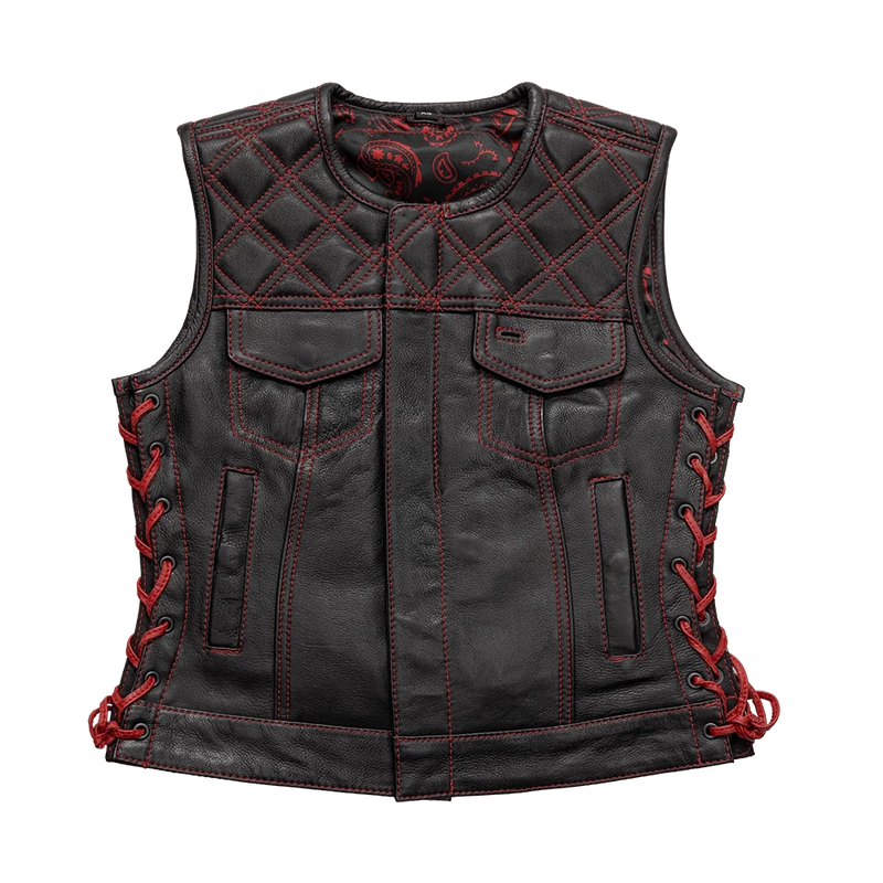 Bonnie - Women's Motorcycle Leather Vest - Diamond Quilt