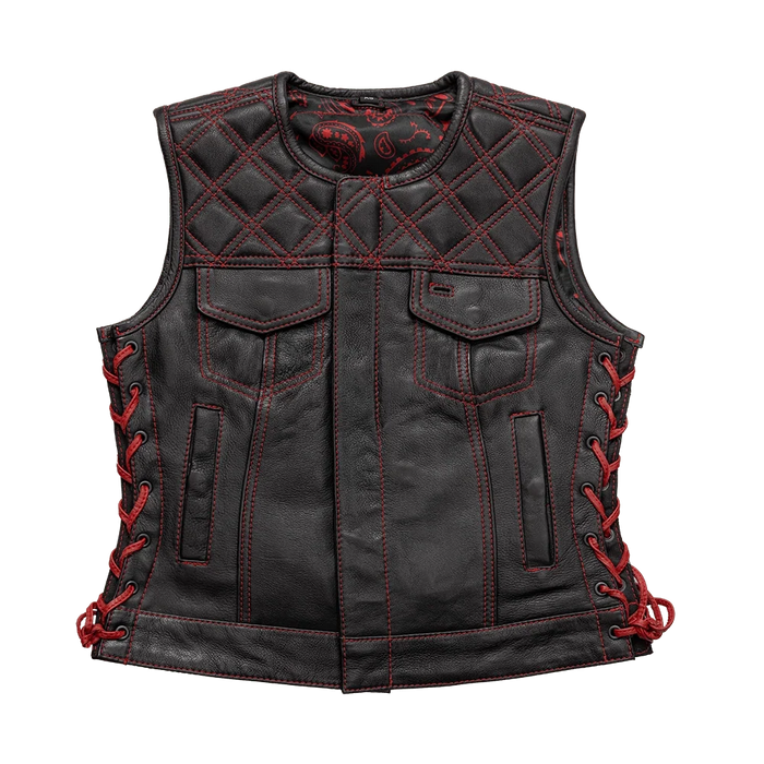 Bonnie - Women's Motorcycle Leather Vest - Diamond Quilt