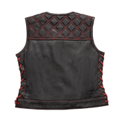 Bonnie - Women's Motorcycle Leather Vest - Diamond Quilt