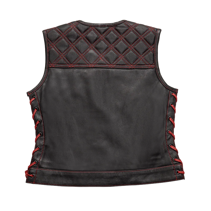 Bonnie - Women's Motorcycle Leather Vest - Diamond Quilt