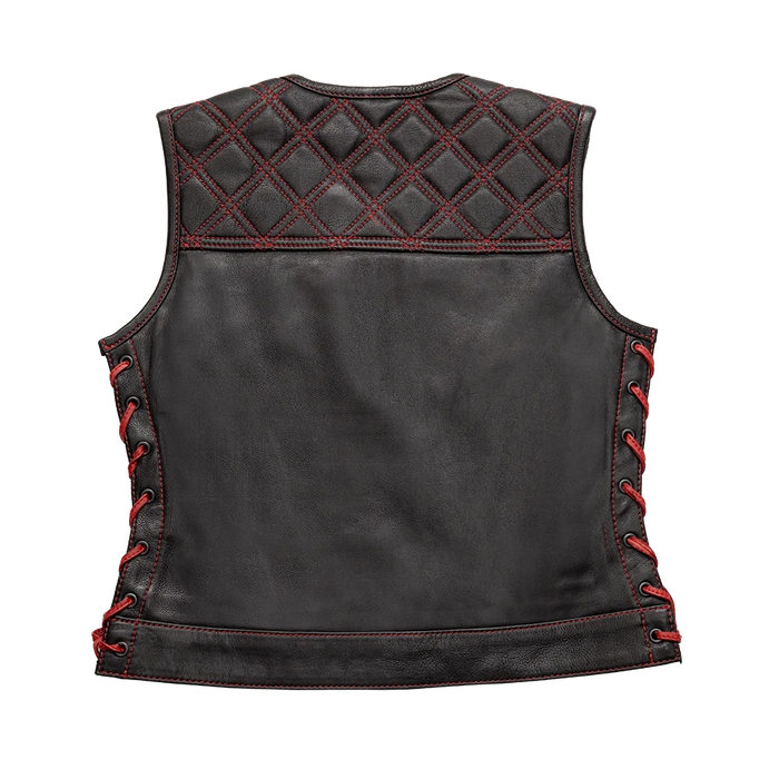 Bonnie - Women's Motorcycle Leather Vest - Diamond Quilt