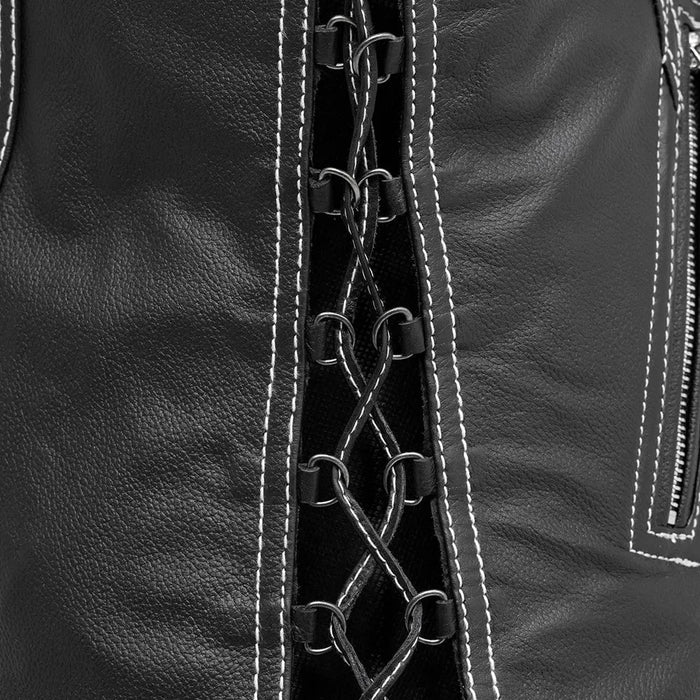 Cindy -  Women's Motorcycle Leather Vest Black