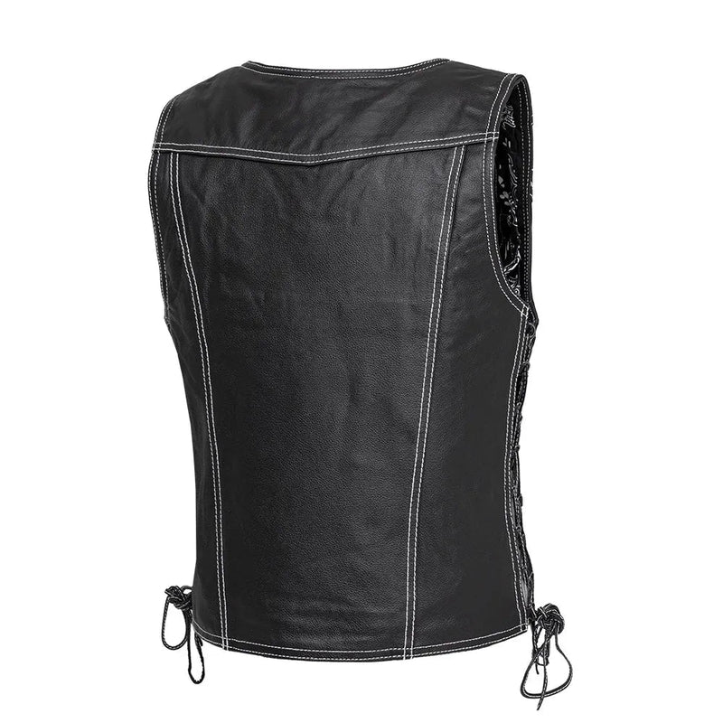 Cindy - Women's Motorcycle Leather Vest Black