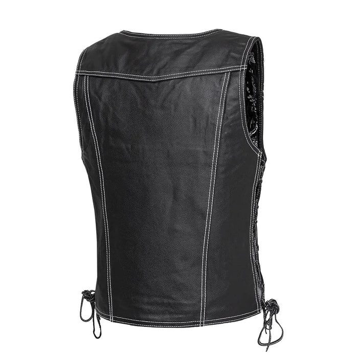 Cindy -  Women's Motorcycle Leather Vest Black