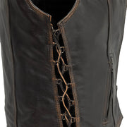 Cindy - Women's Motorcycle Leather Vest Brown Beige