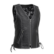 Cindy - Women's Motorcycle Leather Vest Black