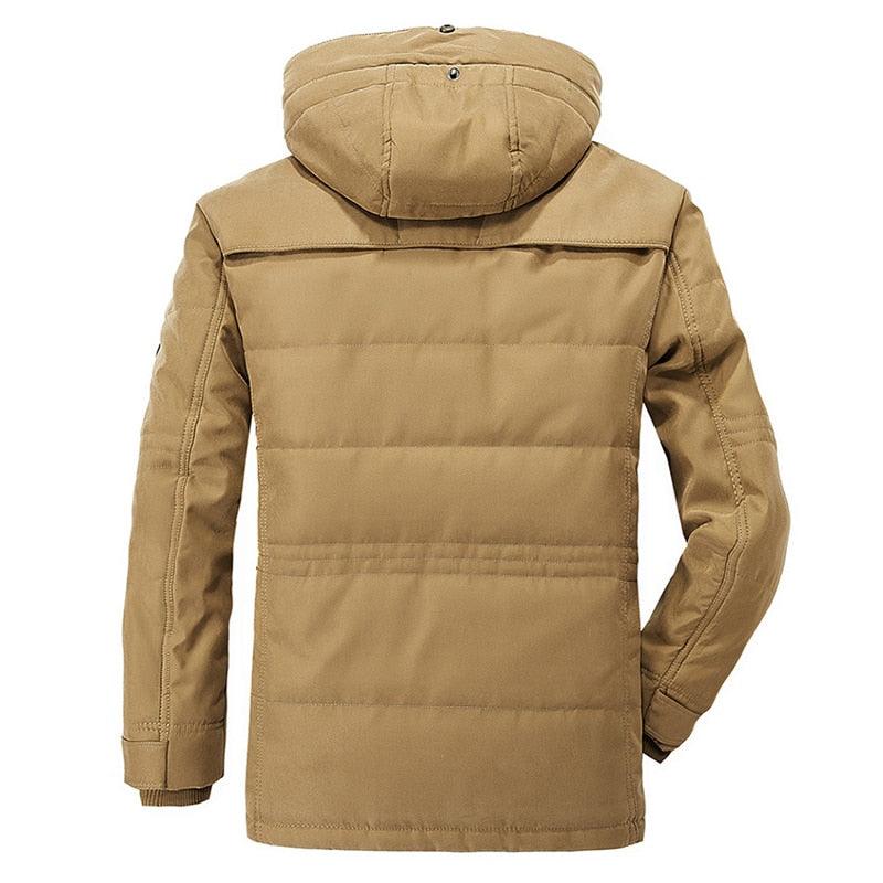 Men's Dark Blue Hooded Cotton Winter Jacket