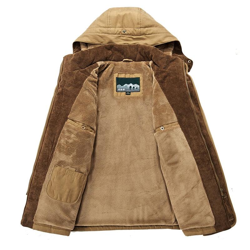 Men's Dark Blue Hooded Cotton Winter Jacket