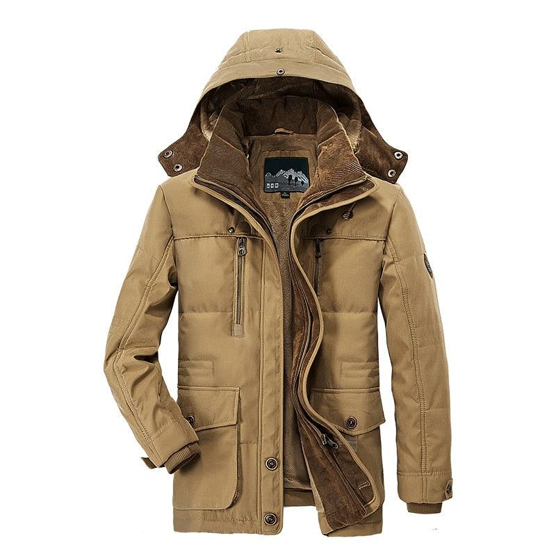 Men's Dark Blue Hooded Cotton Winter Jacket