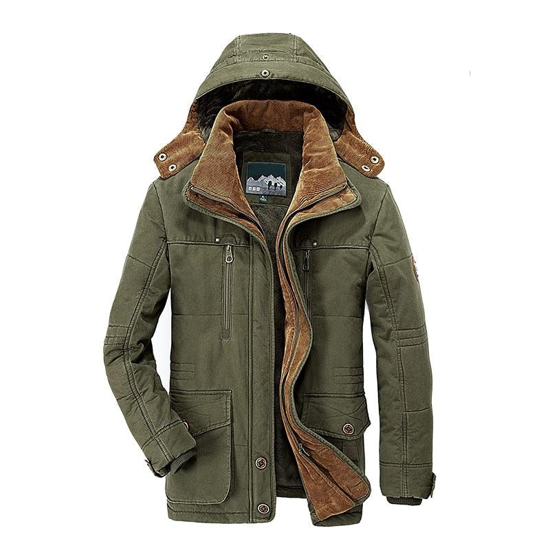 Men's Dark Blue Hooded Cotton Winter Jacket
