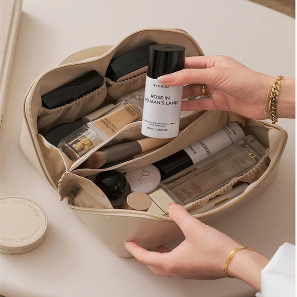 Leather Cosmetic Bag Makeup Organizer Toiletry Travel Case for Women