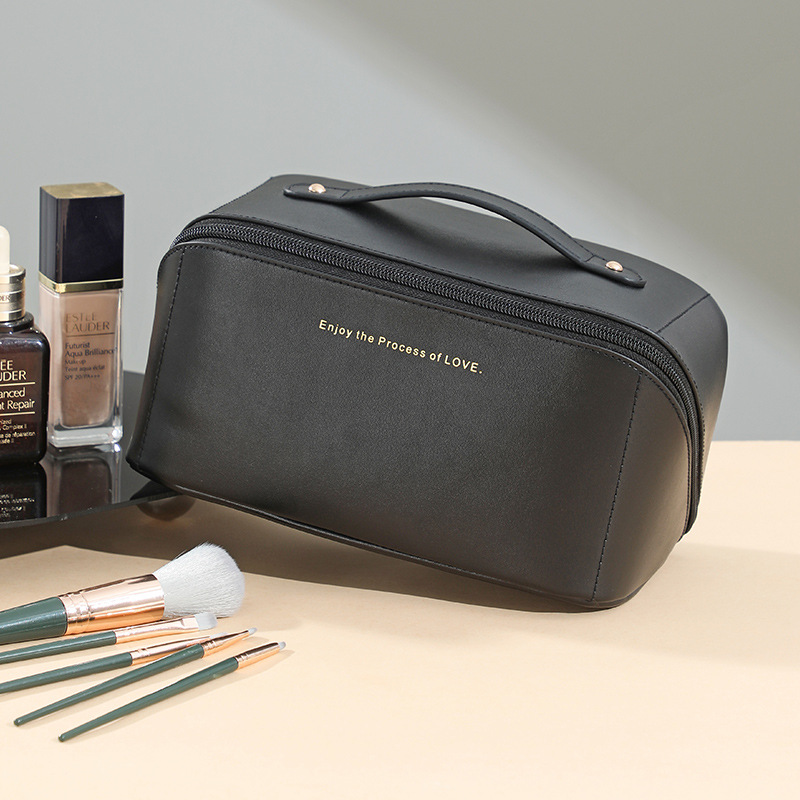 Leather Cosmetic Bag Makeup Organizer Toiletry Travel Case for Women