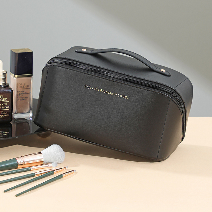 Leather Cosmetic Bag Makeup Organizer Toiletry Travel Case for Women