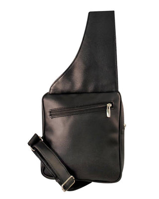 Patrick Cowhide Leather Black Sling Bag With Phone Holder