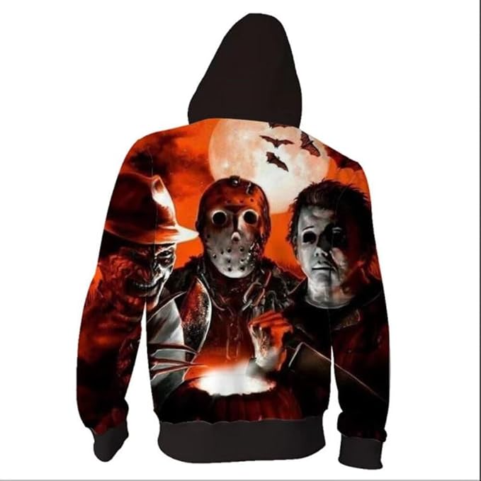 Horror Movie Cosplay Hoodie – Scary Halloween Costume Novelty Sweatshirt